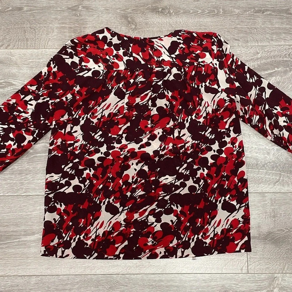 NWOT J. Crew Dark Poppy Printed Tie Neck Long Sleeve Blouse S - Picture 15 of 16